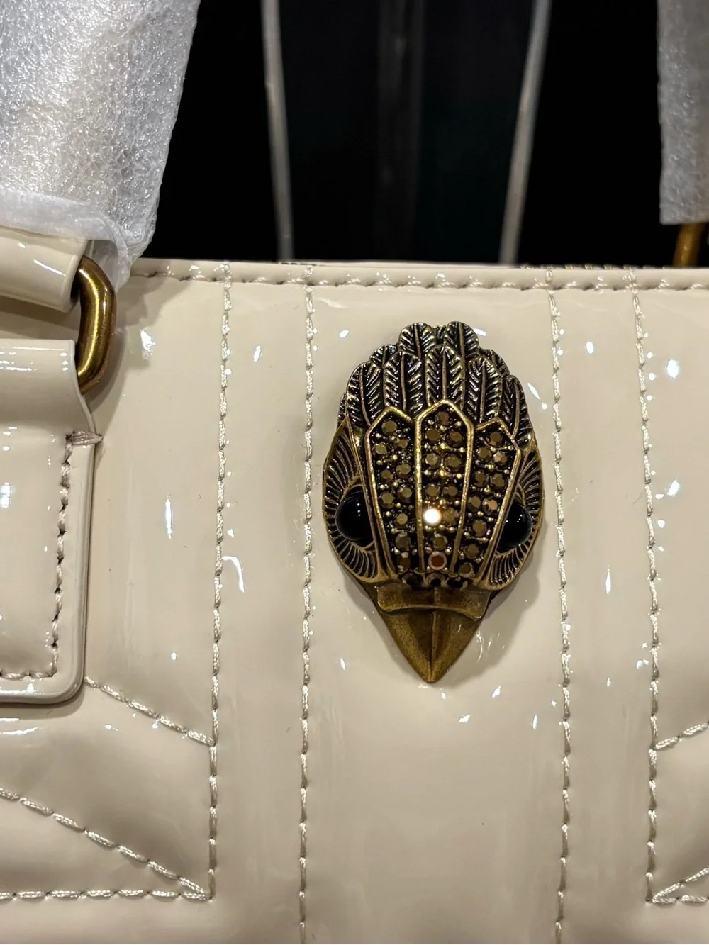 Kurt Geiger Bag Kensington White Leather UJ Barrel Moto Boho Chic Wedding Resort - Picture 5 of 7
